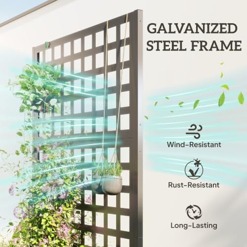 Outsunny Galvanized Raised Garden Bedw/Trellis 35" x 16" x 70" Gray - Image 3