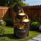 Outdoor 4-Tier Water Fountain with LED Lights for Patio, Backyard, Lawn by Unknown