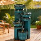 AUTODAYA 19.3" Faux Ceramic Outdoor Water Fountain with LED Lights by Unknown
