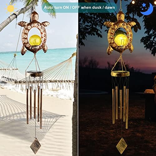 Solar Turtle Wind Chimes, Tortoise WindChimes, Light Windchime Outdoor, Moon Shape Light Outdoor,Garden Decor, Yard Decor, Gifts for Women, mom, Grandma - Image 2