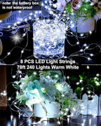 Treela 8 Pack Solar String Lights Outdoor Waterproof, Cool White - Image 4