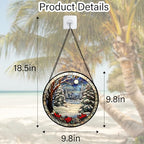 Winter Snow Night Scenery Stained Glass Window Hanging Suncatcher Gift 9.8" - Image 7