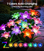 LETMY Solar Flower Lights, 4 Pack Solar Garden Lights with 24 Lily Flowers - Image 2