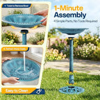 VIVOHOME Bird Bath with Solar Fountain for Outside, Pedestal, Blue - Image 6