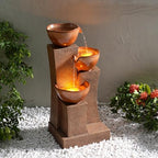 Teamson Home 28.54 in. 3-Tier Cascading Outdoor Water Fountain, Brown - Image 5