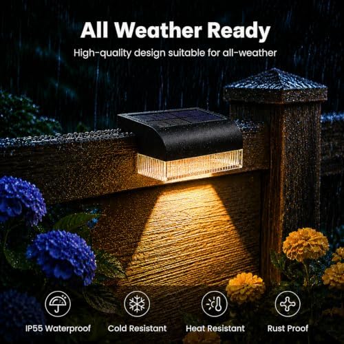 16PK Solar Fence Lights Outdoor Waterproof, 12H Step Lights for Yard - Image 5