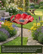 Bee Watering Station Metal Flower Garden Stakes Bird Bath Bowl Decorative Decor Mini Flowers Handmade Stake & Pollinator Water Baths for Outdoor Features Outside Grace on Feeder Birdbath - Image 4