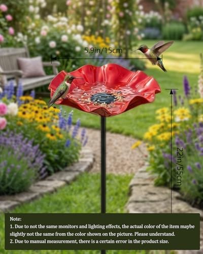Bee Watering Station Metal Flower Garden Stakes Bird Bath Bowl Decorative Decor Mini Flowers Handmade Stake & Pollinator Water Baths for Outdoor Features Outside Grace on Feeder Birdbath - Image 4