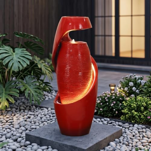 Sunlinua 30H Vase Outdoor Water Fountain with Smoothing Flow - Image 7