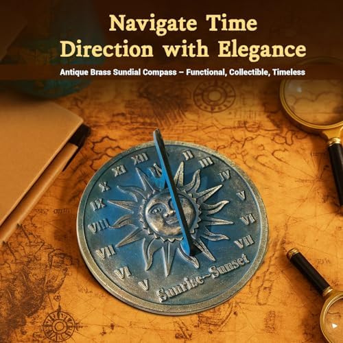 ARTIZANSTORE Brass Sundial | 8 Inch Solid Brass Sundial | Garden Decor | Unique Gift Idea for Outdoor Enthusiasts | Classic Round Design - Image 2