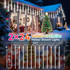 KNONEW 2Pack 30 Tubes 1080 LED Meteor Shower Lights Christmas Lights - Image 6