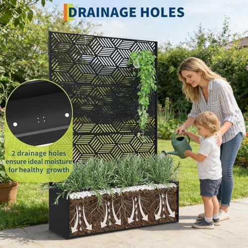 GarveeLife Metal Planter Box with Trellis 71"x47"x16", with Drainage Holes - Image 5