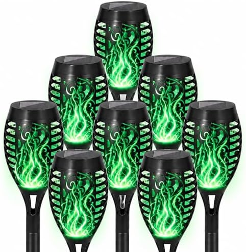 8 Pack Solar Pathway Lights Outdoor, Solar Torches Lights Halloween Decor by SPRKLINLIN
