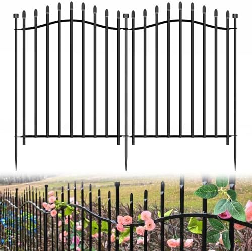 Garden Metal Fence 32" H x 22.5'L Decorative Dog Outdoor Yard Panels by Bilibompa