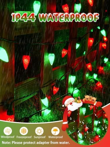Connectable C6 Christmas Lights Outdoor String 78FT 240 LED Red Green - Image 3