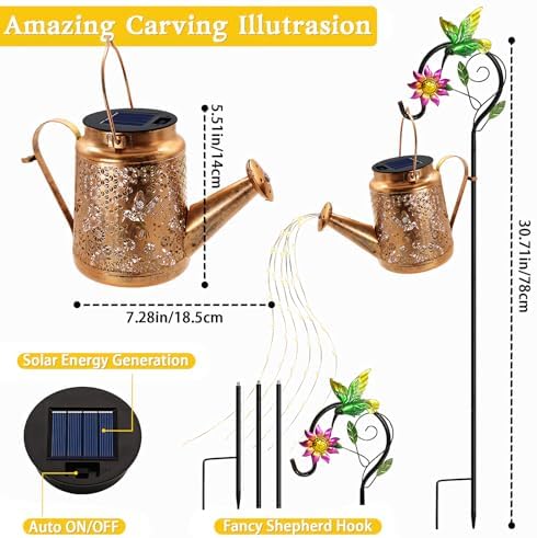 Solar Watering Can Lights, Hummingbird Hanging Lanterns, Mom Birthday Gifts - Image 4
