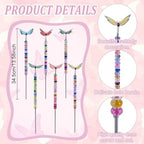 FREEBLOSS 140Pcs Beaded Garden Stakes Kit DIY Fairy Wand Garden Stake Beads Kits Butterfly Beaded Stakes with 100pcs Colorful Beads DIY Yard Stake for Outdoor Decoration - Image 3