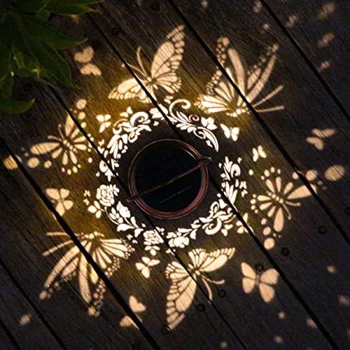 2 Pack Solar Butterfly Lanterns Outdoor Hanging Decor Lantern,Waterproof Hollow Out Retro Metal Decorative Garden Light,Graceful Decoration for Patio,Yard,Landscape,Festival - Image 3