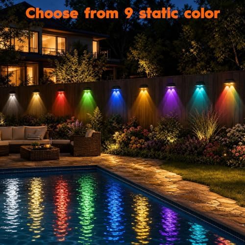 Solar Fence Lights Outdoor, 12 Pack 9-Color LED Lights with Auto-Cycle, 12H - Image 2