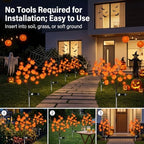 JUSTUP 2PCS Solar Halloween Flower Shaped Ground Lights, IP44 Waterproof LED Mood Lighting with Three Lighting Modes, Outdoor Garden Lawn Decor for Courtyards & Halloween Parties (Yellow Maple Leaf) - Image 6