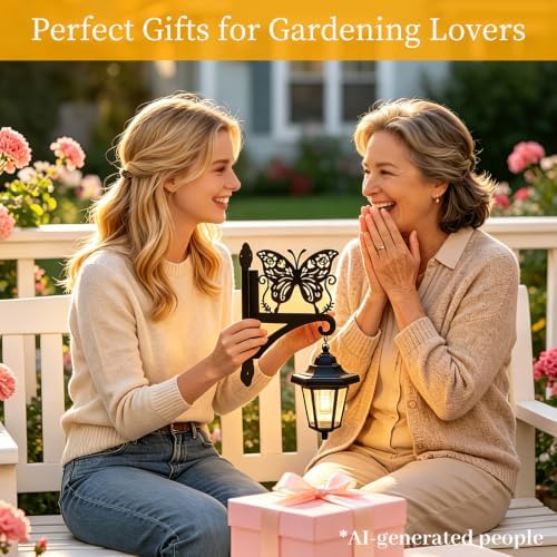 VOOKRY Solar Wall Lanterns Outdoor, Waterproof 2 Pack Hanging Lights with Butterfly Hooks, Wall Mount Sconce with 3 Solar Panels for Patio Porch Yard Garden Decor, Dusk to Dawn 2700K Warm White - Image 6