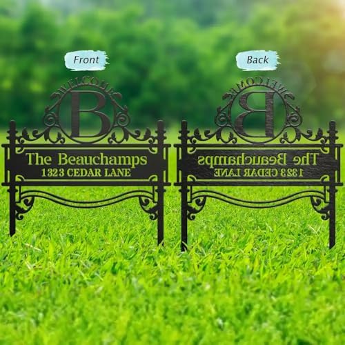 Welcome Family Monogram Personalized Metal Garden Stake - Image 2