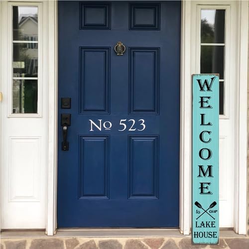 Welcome To Our Lake House Front Porch Sign Lake House Welcome Sign Farmhouse Porch Vertical Wooden Plaque Entryway Home Outdoor Seasonal Spring Summer Decoration 8x64inch - Image 6