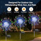 Solar Garden Lights Outdoor, 4 Pack 120 LED Twinkling Firework Lights Decorative with 2 Modes, Outdoor Waterproof Solar Starburst Light for Yard Pathway Planter Patio Decor, Multicolor - Image 3