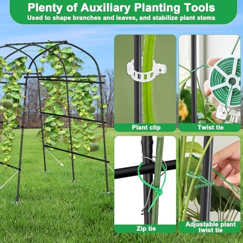 Garden Arch Trellis for Climbing Plants Outdoor, 7ft Extra Tall Metal Walkway Trellis Cucumber Arch Trellis Archway Arbor Tunnel Large Trellis for Climbing Vines Vegetable Grape Garden Raise Bed - Image 6