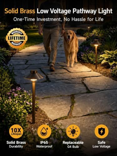 Gardenreet Solid Brass Low Voltage Hat-Top Path Light, Bronze, G4 2700K 4Pk - Image 2