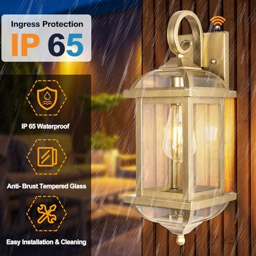 Dusk to Dawn Golden Outdoor Sconces Enclosed Bottom - Image 3
