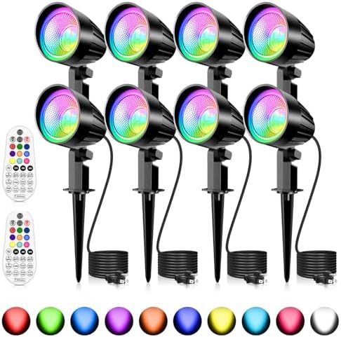 MEIKEE 15W RGBW LED Landscape Spotlights with Remote and 4.9FT Cord by MEIKEE