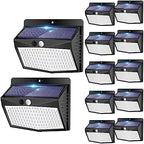 Solar Outdoor Lights, 12 Packs Solar Motion Sensor Security Lights with 3 Lighting Modes Solar Wall Lights Waterproof Solar Powered Lights for Garden Fence Yard by Peasur