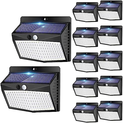 Solar Outdoor Lights, 12 Packs Solar Motion Sensor Security Lights with 3 Lighting Modes Solar Wall Lights Waterproof Solar Powered Lights for Garden Fence Yard by Peasur