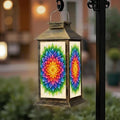 Solar Lantern Outdoor Waterproof Abstract Colorful Geometric Leaf Gradient Rainbow Shades Garden Decor LED Hanging Solar Lights Tabletop Lamp Gifts for Women Mom Outside Yard Patio Porch by DERUINVAIO