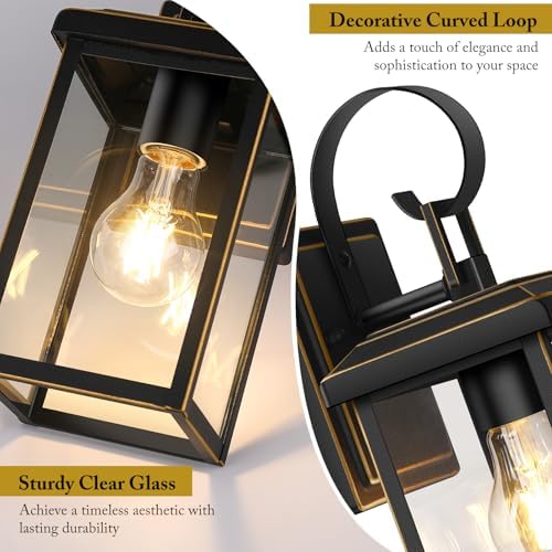 BesLowe 2-Pack Outdoor Wall Light Fixtures, Modern Porch Sconces, Bronze - Image 4