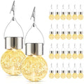 Solar Lights Outdoor Hanging Decorative Globe 24 Pack, Waterproof Solar Lantern with Handle and Clip, Solar Powered Glass Ball Lights for Garden Yard Fence Tree Umbrella Holiday Décor, Warm White by PARTPHONER