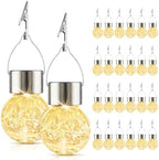 Solar Lights Outdoor Hanging Decorative Globe 24 Pack, Waterproof Solar Lantern with Handle and Clip, Solar Powered Glass Ball Lights for Garden Yard Fence Tree Umbrella Holiday Décor, Warm White by PARTPHONER