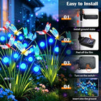 VOOKRY Dragonfly Solar Garden Lights Outdoor (8 Pack, 48 LEDs), Dragonfly Outdoor Decor with Solar Firefly Lights Waterproof Swaying Light for Yard Patio Pathway Lawn Gardening Gift for Women, Blue - Image 5