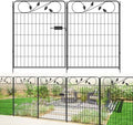 Metal Garden Fence with Gate 36in(H) X18.6ft(L) 1Gate+7Panels Border Fences by FOREHOGARGARDEN%EF%BC%86HOME