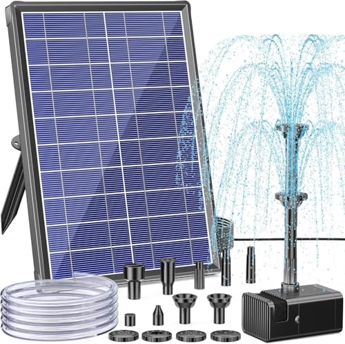 Antfraer 8W Solar Water Pump with Dry-Run Protection, Solar Bird Bath Fountain Pump Double-Layer Nozzles & 5Ft Tubing, Solar Fountain Pump for Small Pond, Garden, Patio & Outdoor Water Feature by Antfraer