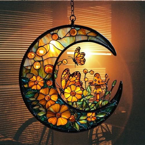 Floral Cresent Moon Acrylic Suncatcher - Image 7