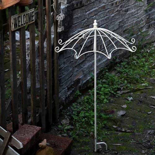 Vintage Garden Trellis, Umbrella Shape, Antique Craftsmanship, Heavy Duty Rustproof Iron Plant Trellis For Potted Plant Support Metal Climbing Rose Trellis Vine Vegetable Cucumber ( Color : Antique Wh - Image 5