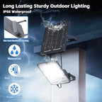 100W Solar Flood Light Outdoor Waterproof, 24000LM 6500K LED Solar Street Light with Remote, Dusk to Dawn Solar-Powered Lamp, Split Type Security Lighting with 13FT Cable for Parking Lot Yard Garage - Image 3