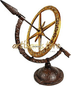 ARTIZANSTORE Iron Armillary Sundial – Rustic Bronze & Gold Roman Numeral Decor | Vintage Celestial Garden Sculpture - Image 3