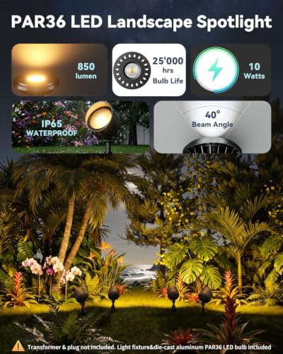 PAR36 LED Landscape Spotlights Flood Light 2-Pack 10W 2700K 12-24V - Image 2