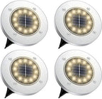 Solar Powered Disk Ground Lights Garden Grass Graden Outdoor Solar Spotlights Waterproof Lamp for Lawn Pathway Yard Driveway Step Walkway (12LED-4 Pack, Warm White Light) by Sezrgiu