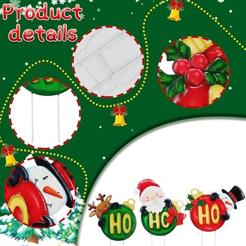 3 Pack Christmas Garden Stakes 31in Colorful Balls Metal Holiday Decor - Image 3