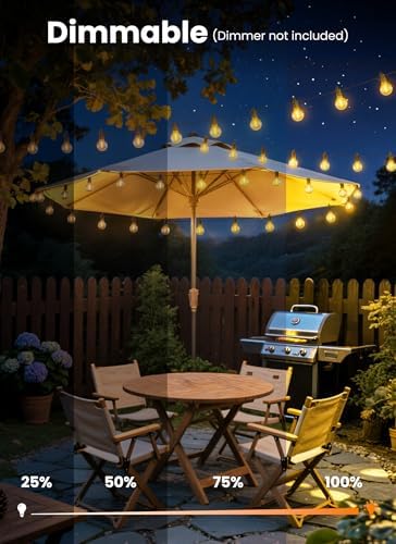 109FT 100 LED Outdoor String Lights, G40 Shatterproof String Lights, IP65 Waterproof Connectable Outside Patio Light for Backyard Porch Balcony Garden Decor Christmas Camping Gazebo - Image 4