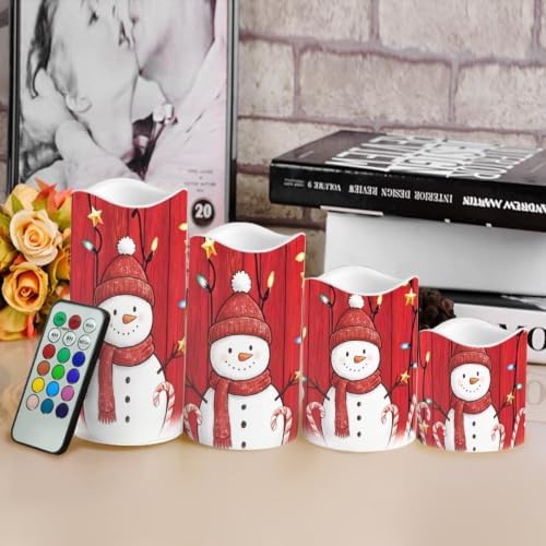 Christmas Snowman Color Changing Flameless LED Candles Set of 4 - Image 4